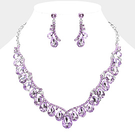 Teardrop Stone Cluster Embellished Evening Necklace