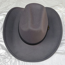 Faux Leather Belt Pointed Western Cowboy Fedora Hat