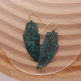 Metal Filigree Leaf Dangle Earrings