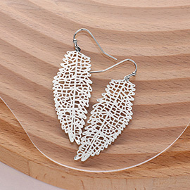 Metal Filigree Leaf Dangle Earrings