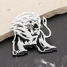 Stainless Steel Cutout Lion Pin Brooch