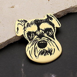 Stainless Steel Schnauzer Dog Face Pin Brooch