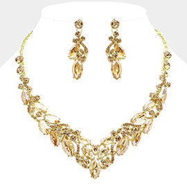 Marquise Stone Cluster Embellished Evening Necklace