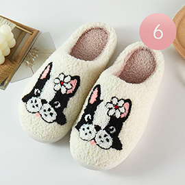 6Pairs - Flower Puppy Printed Home Indoor Floor Slippers