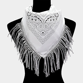 Rhinestone Like Fringe Cowgirl Bandana Scarf