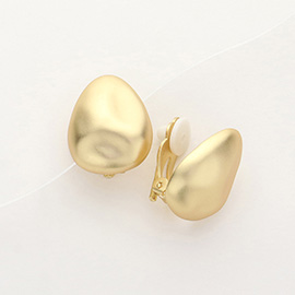 Metal Pebble Clip On Earrings