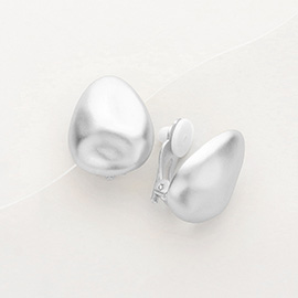 Metal Pebble Clip On Earrings