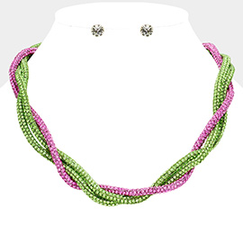 Bling Studded Twisted Necklace