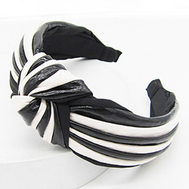 Two Tone Faux Leather Bow Pointed Headband