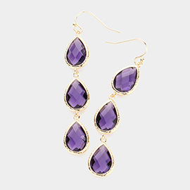 Triple Teardrop Stone Cluster Dropdown Dangle Earrings