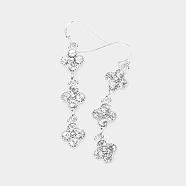 Triple Quatrefoil Stone Cluster Link Dropdown Dangle Earrings