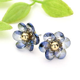 Faceted Stone Flower Stud Earrings