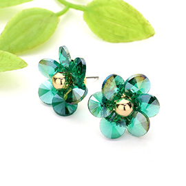 Faceted Stone Flower Stud Earrings