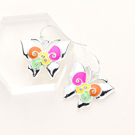 Multi Colored Butterfly Dangle Earrings