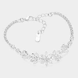 CZ Marquise Round Stone Embellished Evening Bracelet