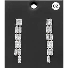 CZ Baguette Stone Drop Earrings