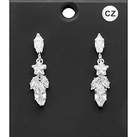 CZ Star Stone Pointed Marquise Stone Dangle Earrings