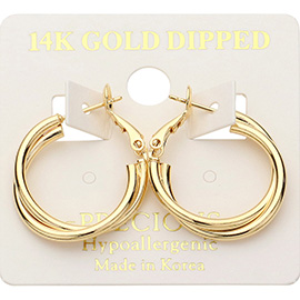 14K Gold Dipped Hypoallergenic Twisted Hoop Earrings