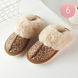 6Pairs - Leopard Print Soft Home Indoor Floor Slippers