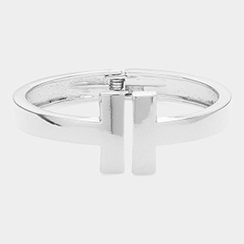 Geometric Metal T Bar Hinged Bangle Bracelet