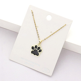 Stainless Steel Enamel Paw Pendant Necklace