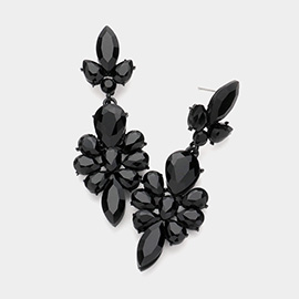 Teardrop Stone Cluster Embellished Dangle Evening Earrings