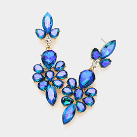 Teardrop Stone Cluster Embellished Dangle Evening Earrings