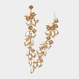 Marquise Round Stone Cluster Embellished Dropdown Evening Earrings