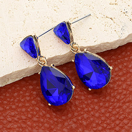 Teardrop Stone Cluster Dangle Evening Earrings