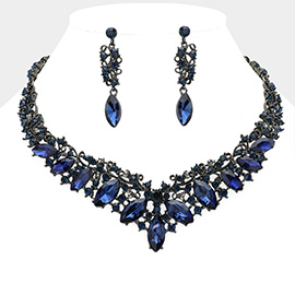 Marquise Stone Accented Evening Necklace