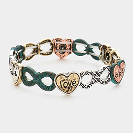 love Hope Faith Antique Metal Heart Infinity Stretch Bracelet