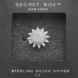 SECET BOX_Sterling Silver Dipped CZ Stone Paved Flower Spinning Ring