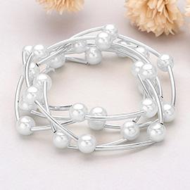 5PCS - Pearl Station Stretch Multi Layered Bracelets