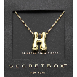 SECRET BOX_ -H- 14K Gold Dipped Initial Pendant Necklace