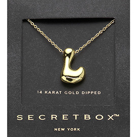 SECRET BOX_ -L- 14K Gold Dipped Bubble Initial Pendant Necklace