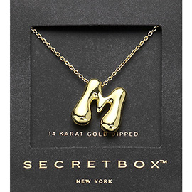 SECRET BOX_ -M- 14K Gold Dipped Initial Pendant Necklace