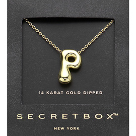 SECRET BOX_ -P- 14K Gold Dipped Initial Pendant Necklace