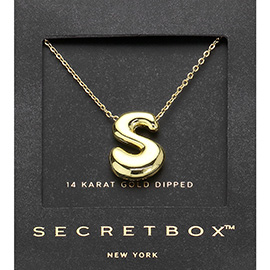 SECRET BOX_ -S- 14K Gold Dipped Initial Pendant Necklace