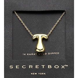 SECRET BOX_ -T- 14K Gold Dipped Initial Pendant Necklace