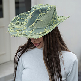 Distressed Denim Western Cowboy Hat