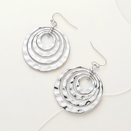 Hammered Metal Concentric Circle Dangle Earrings