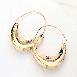 Textured Metal Pointed Oval Hoop Earrings