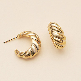 Semi Fine Collection - 18K Gold Dipped Croissant Open Hoop Earrings