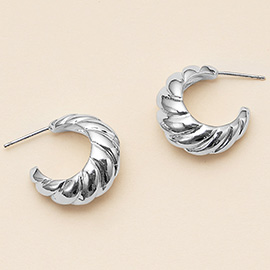 Semi Fine Collection - 18K White Gold Dipped Croissant Open Hoop Earrings