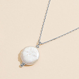 Semi Fine Collection  - 18K White Gold Dipped Baroque Pearl Pendant Necklace