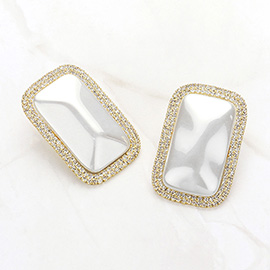 Rectangle Pearl Earrings