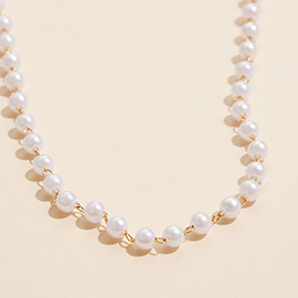 Semi Fine Collection  - 18K Gold Dipped Pearl Station Necklace