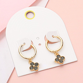 Stone Quatrefoil Dangle Huggie Earrings