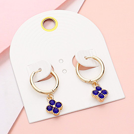 Stone Quatrefoil Dangle Huggie Earrings