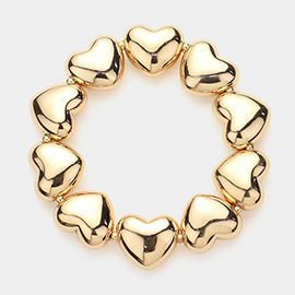 Metal Heart Beaded Stretch Bracelet